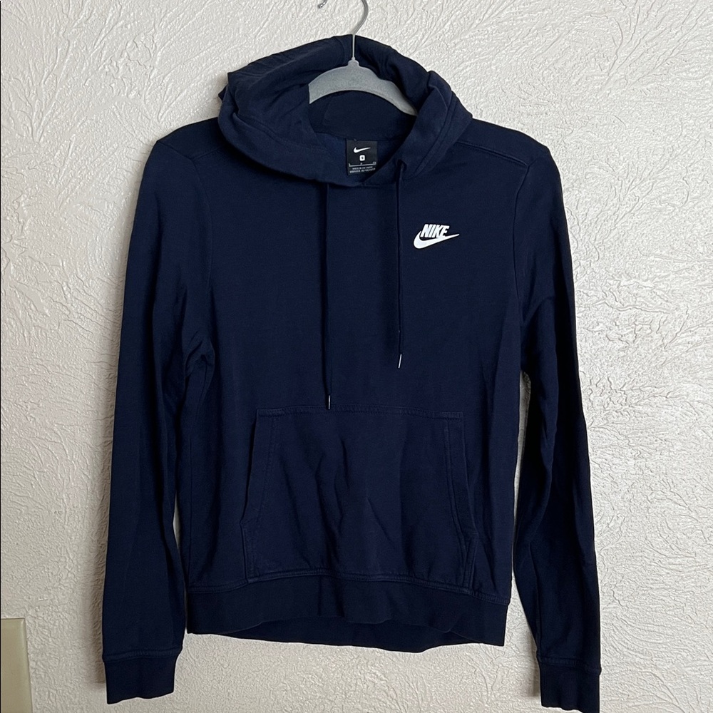 Nike Navy Blue Hoodie with White Logo